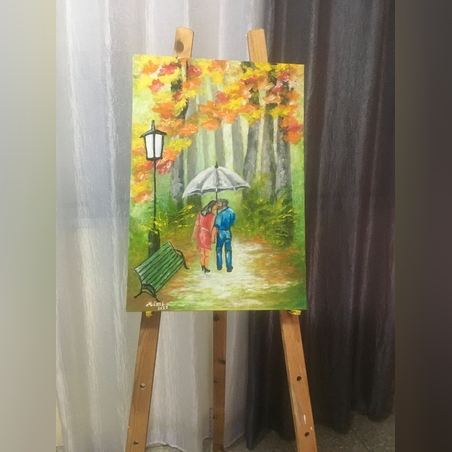 שלכת גואש על קנבס לא ממוסגר