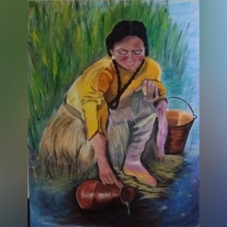 אינדיאנית בנהר אקריליק