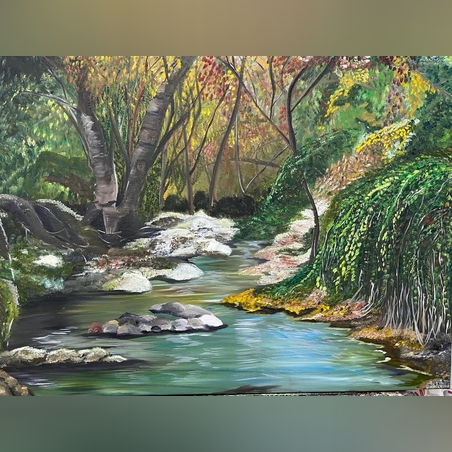 מעיינות ראש העין­ מסדרת ציורי ארץ ישראל שמן על קנבס