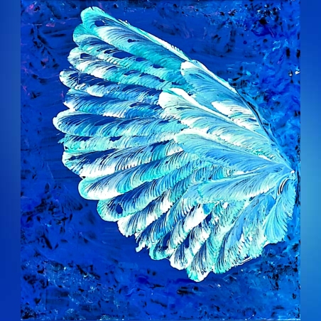 כנף כחולה- ציור אקריל על קנבס