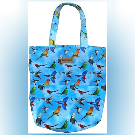 תיק TOTE גדול בעבודת יד- birds