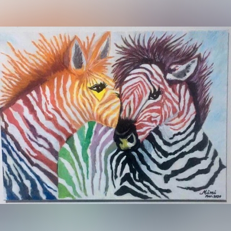 פיג׳מה צבעונית טכניקה מעורבת על קנבס