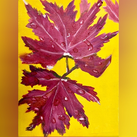 עלי שלכת שמן על קנבס