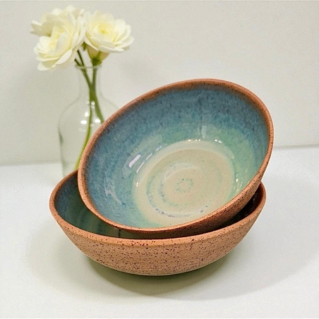 זוג קערות טורקיז בעבודת יד