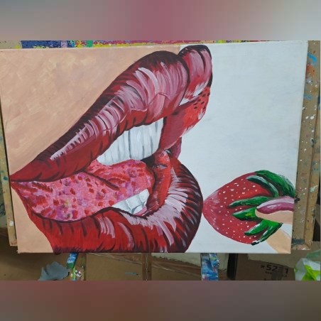 ציור תות ושפתיים