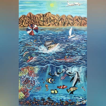 הים האדום באילת אקריליק על קנבס