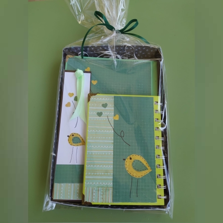 מארז ציפורים - מחברות וסימניה בעבודת יד