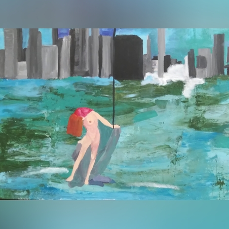 ציור בין בטון למים