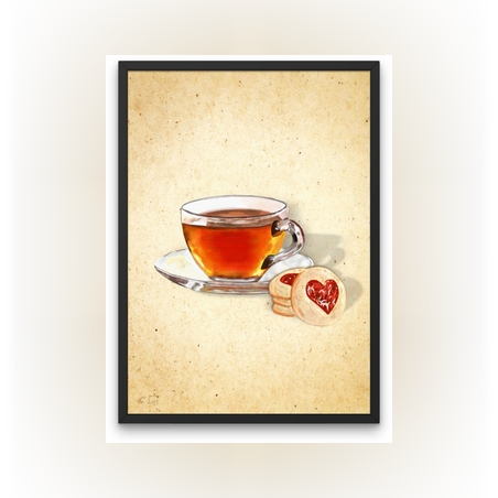 תה ועוגיות- הדפס ממוסגר