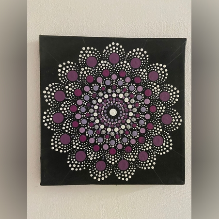 מנדלת נקודות אקריל על קנבס