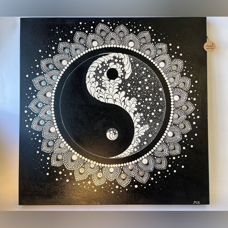 מנדלת Yin Yang ☯ אקריל על קנבס