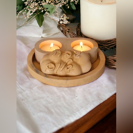 סט לנרות שבת מבטון בעבודת יד