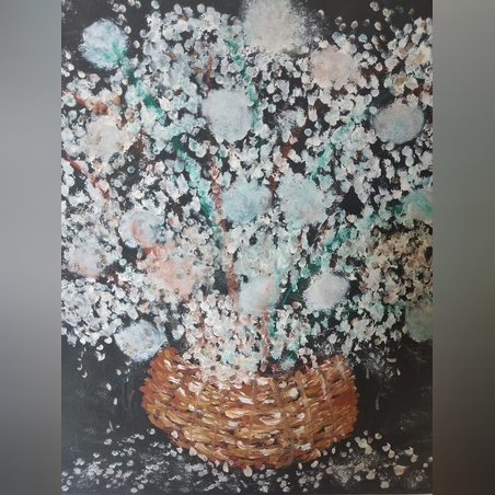 פרחים שמן על קנבס