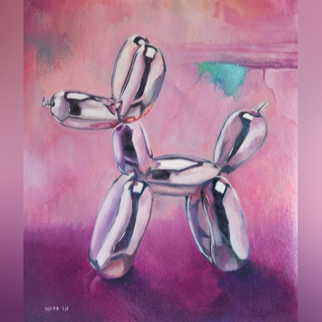 כלב גומי-ציור שמן על קנבס