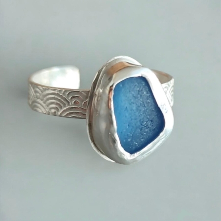טבעת כסף סטרלינג- כחול 7