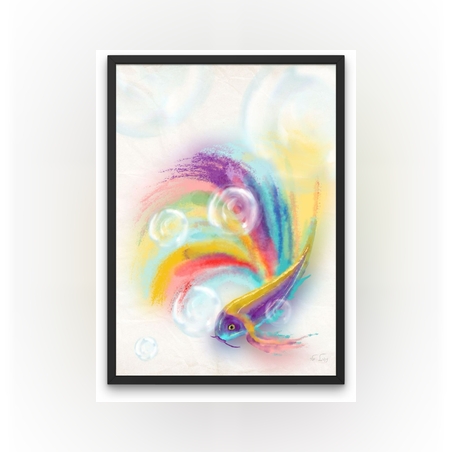 דג צבעוני- הדפס ממוסגר