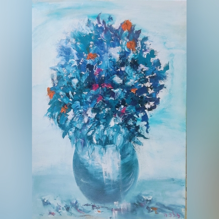 פרחים שמן על קנבס