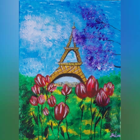 ציור אקריליק Tulips in paris