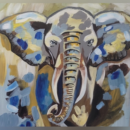 ציור אקריל על קנבס-פיל אפריקאי