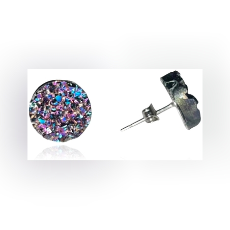 עגילים צמודים בצבע סגול כחול מנצנצים