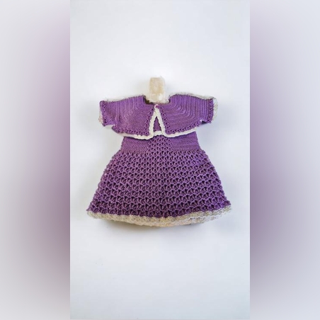 סט שמלה ועליונית סרוגים בעבודת יד בצבע סגול