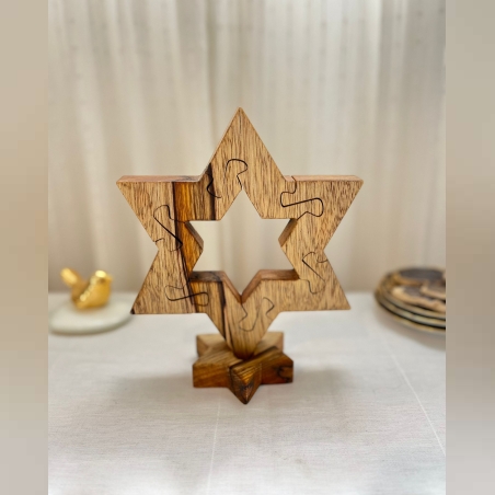 פאזל מגן דוד מעץ אגוז