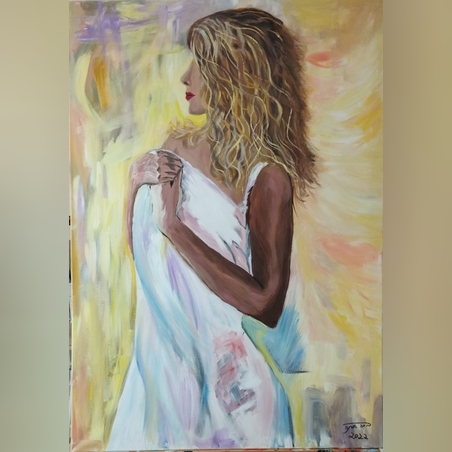 אישה יפה ­אקריליק על קנבס