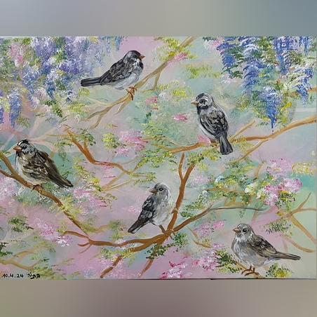 אביב- אקריל על קנבס