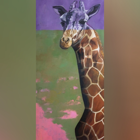 ציור בצבעי שמן ­ גירפה על קנבס ממוסגר ומתוח