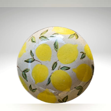 קערת לימונים מצוירת מקרמיקה בעבודת יד