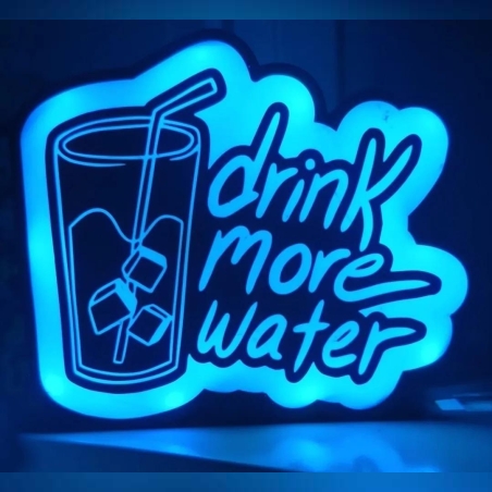 מנורת לד בהדפסת תלת מימד- Drink More Water