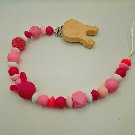 שרוך למוצץ  ארנב ורוד