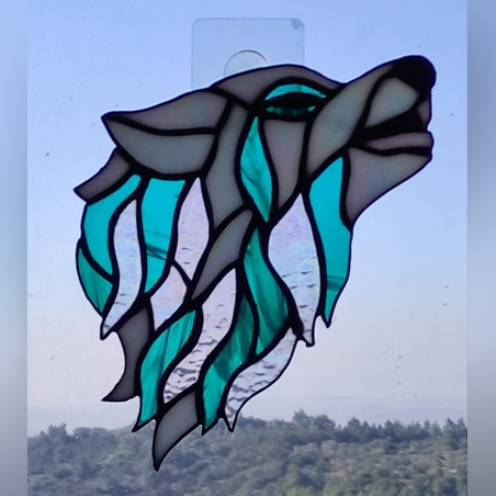 זאב מיילל לירח תמונת ויטראז בעבודת יד