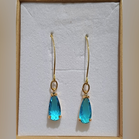 עגילים אבן קריסטל כחול מבריק