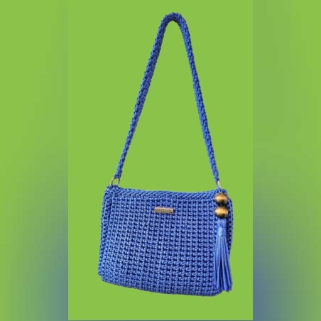 תיק צד סרוג כחול