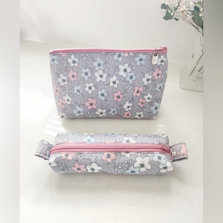 סט תיק ונרתיק פרחוניים בעבודת יד