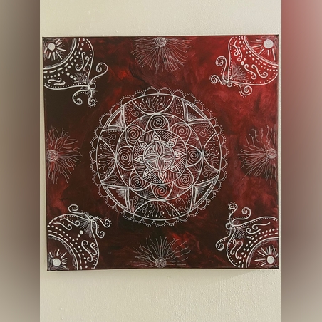 מנדלה מצויירת ביד חופשית ¬צבעי אקריל