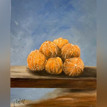 קלמנטינות מקולפות שמן על קנבס