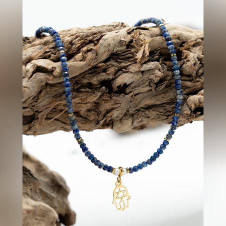 שרשרת ברית- מחרוזי לאפיז לזולי והמטייט זהב