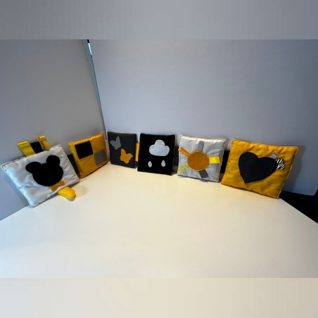 ספר לעגלה או למיטה בצבעים צהוב­ לבן­ שחור ­אפור