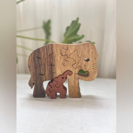 פאזל פילים מעץ