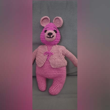 דובי סרוג ורוד בעבודת יד