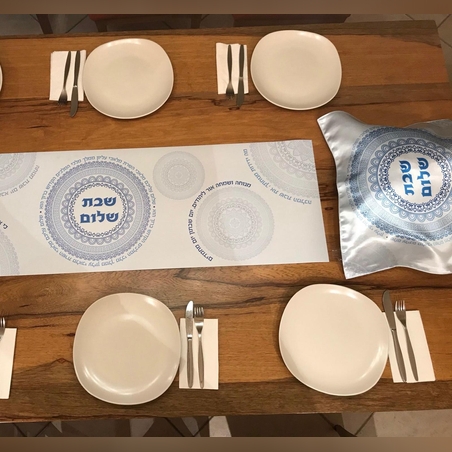 ראנר לסירים חמים דגם מנדלה כחול