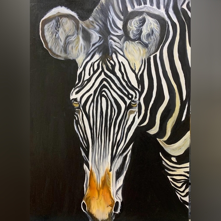 ג׳ירפה שמן על קנבס ציור ריאליסטי