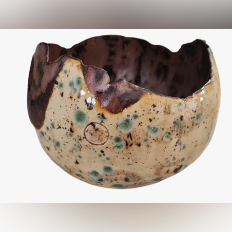 קערית נוי מחימר קרם מנוקד