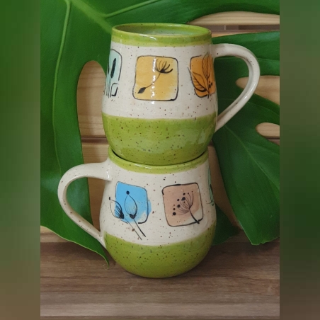 סט של 2 ספלי קרמיקה יחודיים לשתיה חמה