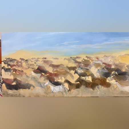 עדר סוסים דוהר במדבר