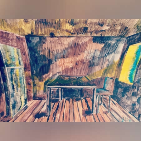 חדר ריק - אקריליק על נייר