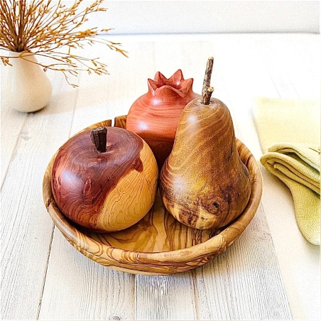 קערת פירות חרוטים מעצי ארצנו בעבודת יד