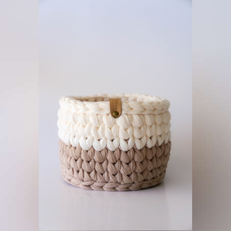 סל סרוג בסגנון נורדי- קרם ומוקה